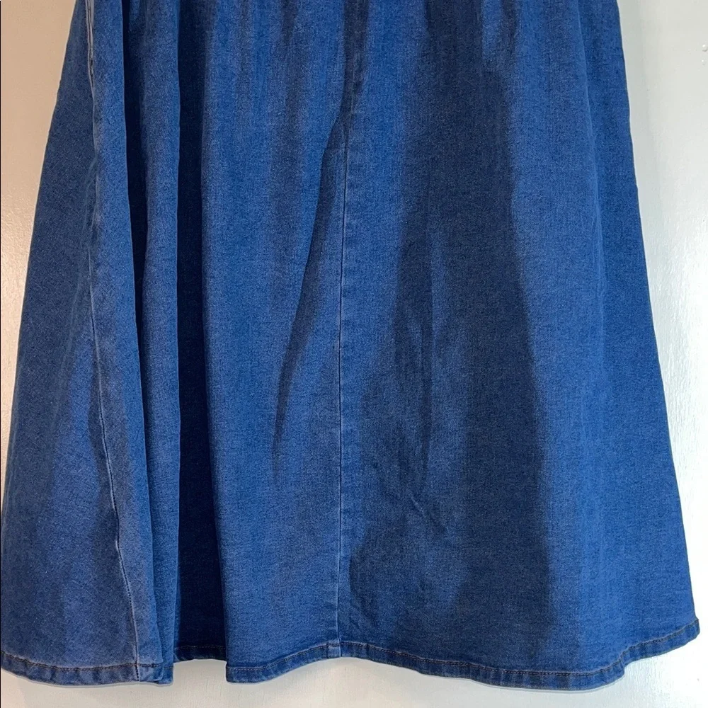 Belle Poque NWT Classic Blue Full A-Line Denim Skirt with pockets SZ L